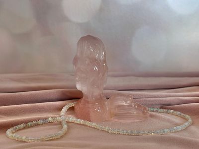 Ariel the Mermaid Rose Quartz Carving