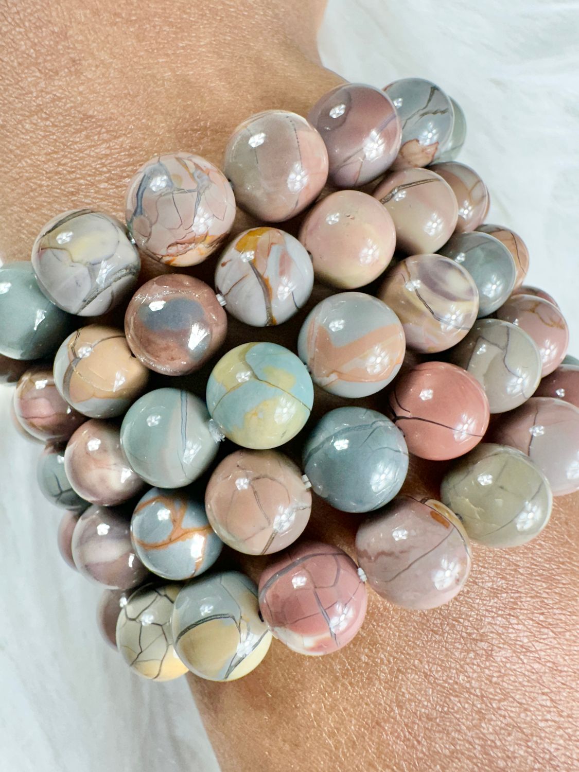 Alashan Agate Stretch Bead Bracelets
