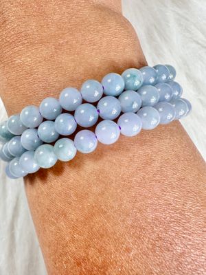 Lavender Blue Myanmar Jade Stretch Bracelet