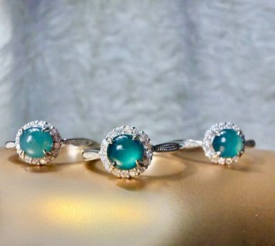 Guatemalan Blue Water Jade Silver Ring