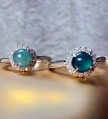 Guatemalan Blue Water Jade Silver Ring