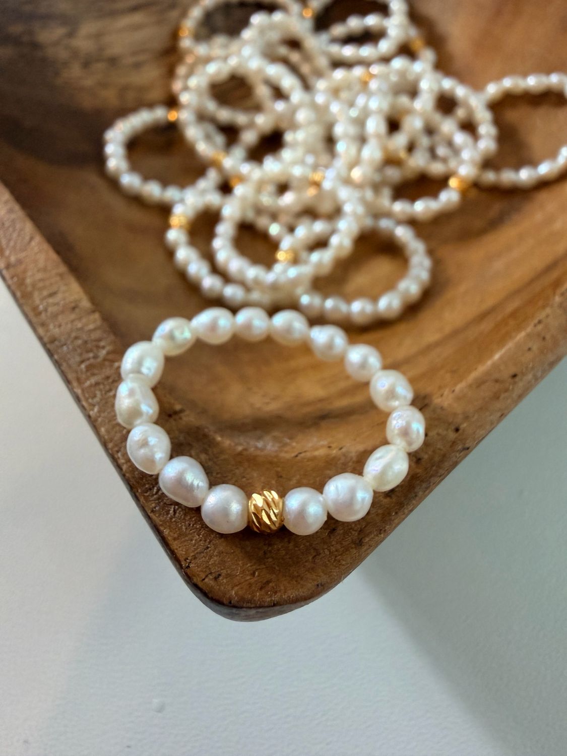 Golden Hour Freshwater Pearl Stretch Ring
