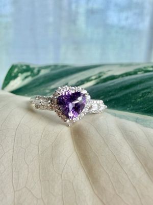 Romantic Amethyst Heart Ring 