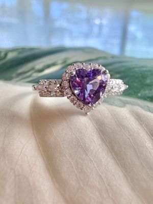 Romantic Amethyst Heart Ring 