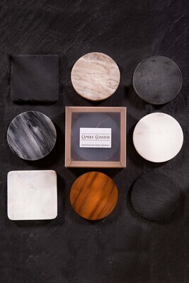 Round Tan Marble Candle Coaster