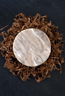 Round Tan Marble Candle Coaster