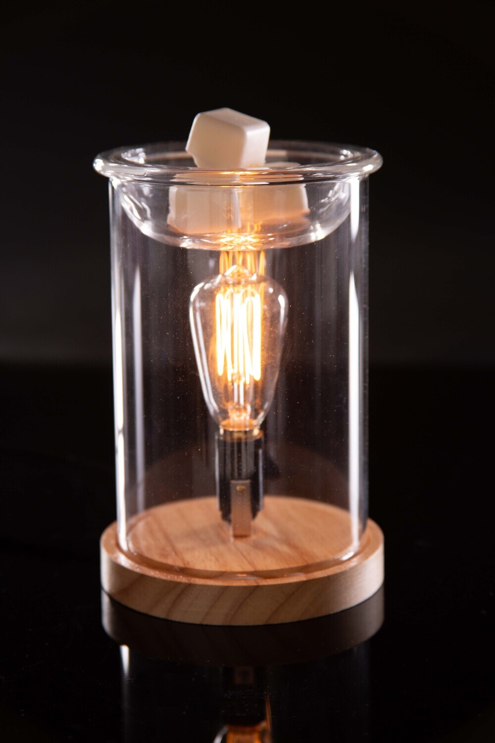 Wax Warmer - Edison Bulb Wood & Glass Illumination