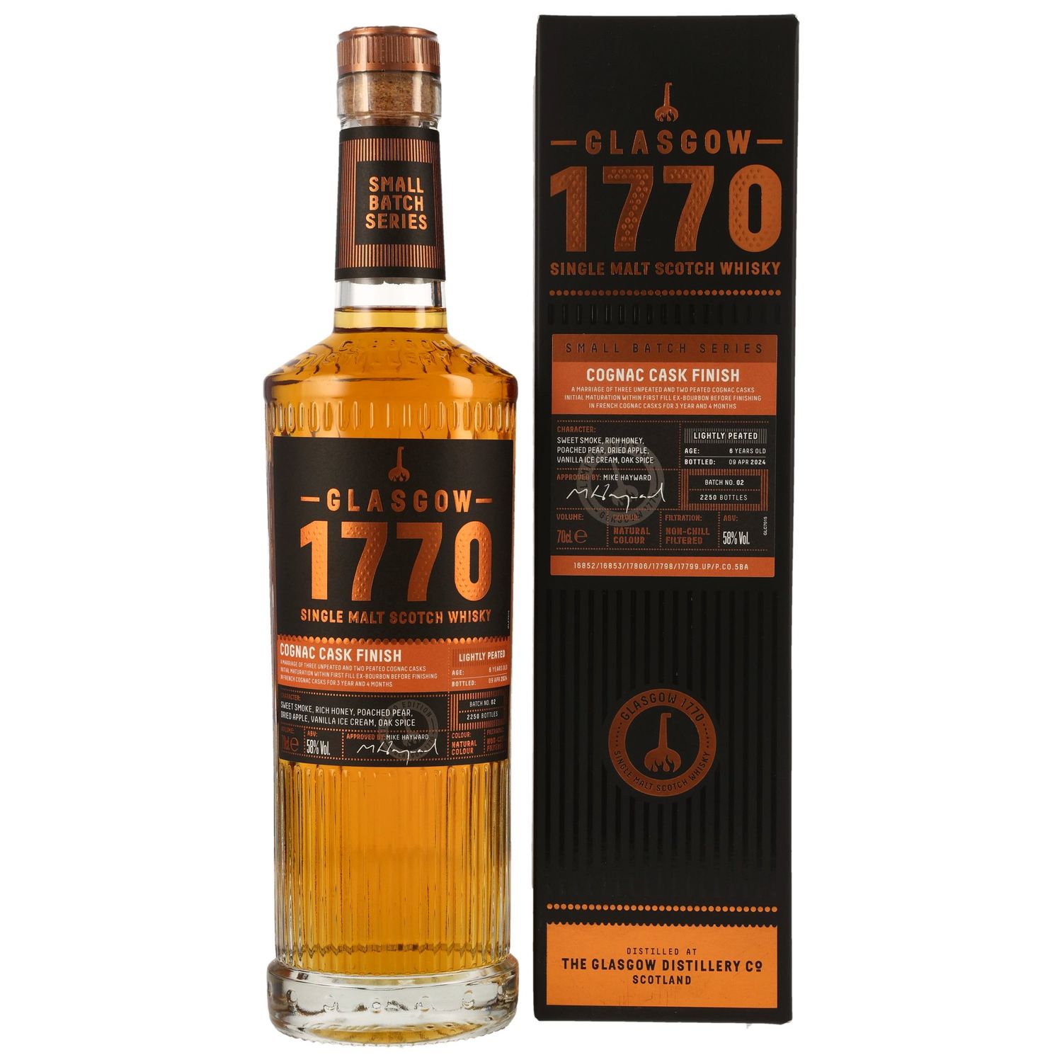 1770 Glasgow Single Malt - Cognac Cask Finish Lightly Peated Miniatur