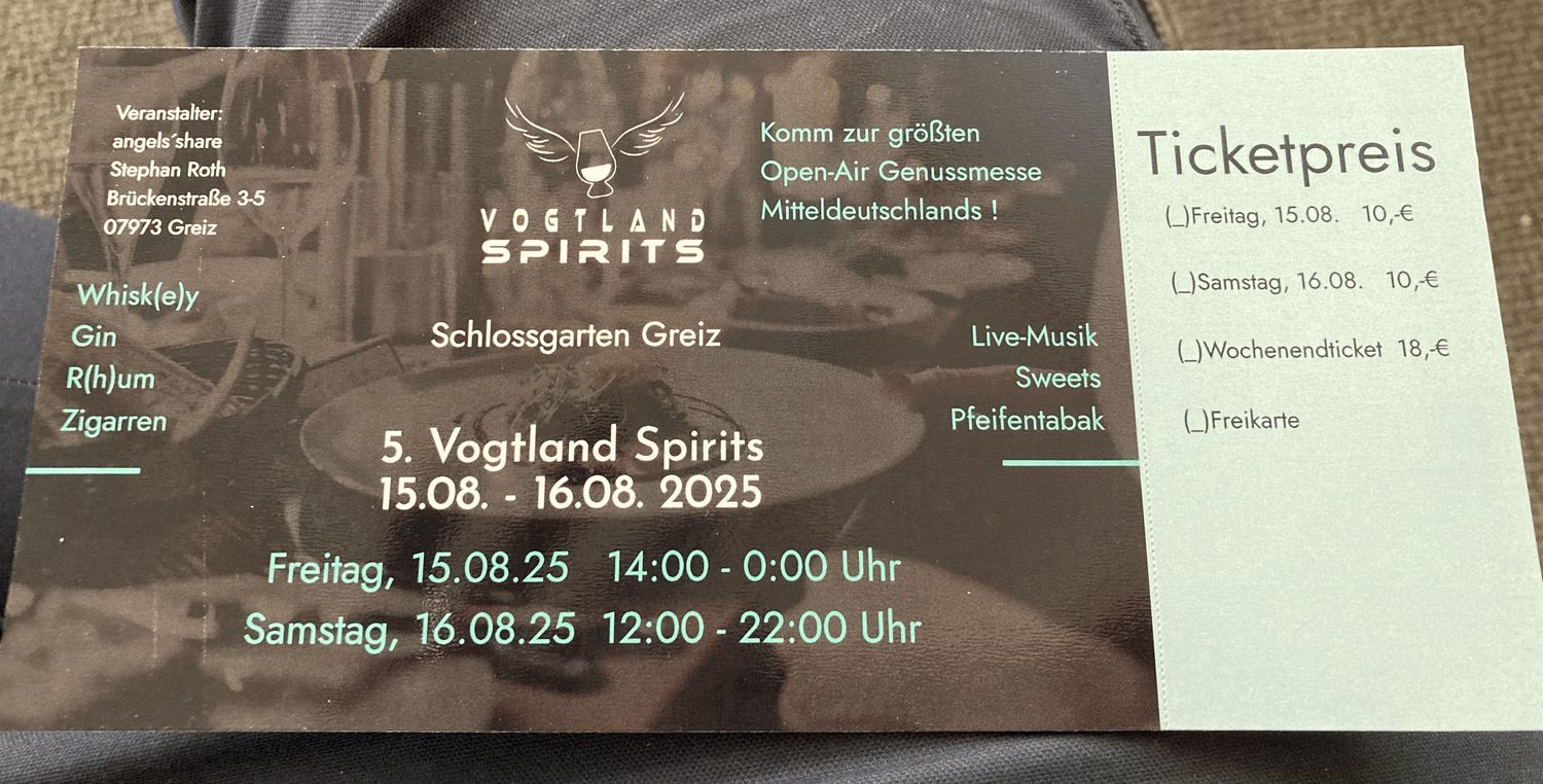 Eintrittskarte Vogtland Spirits Kombi