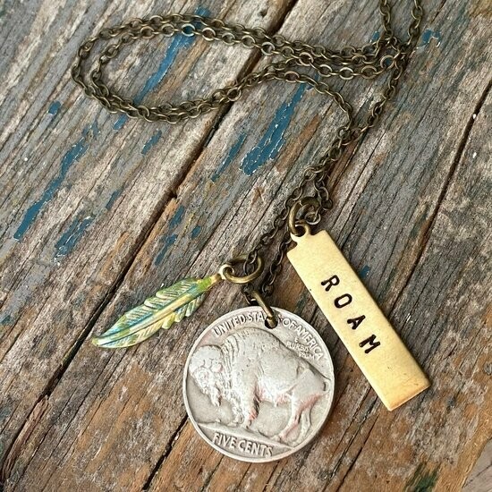 Buffalo Necklace Vintage Buffalo Coin 