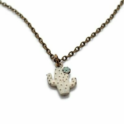 Cactus Bloom Charm Necklace- White