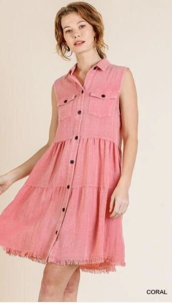 button front tank dress