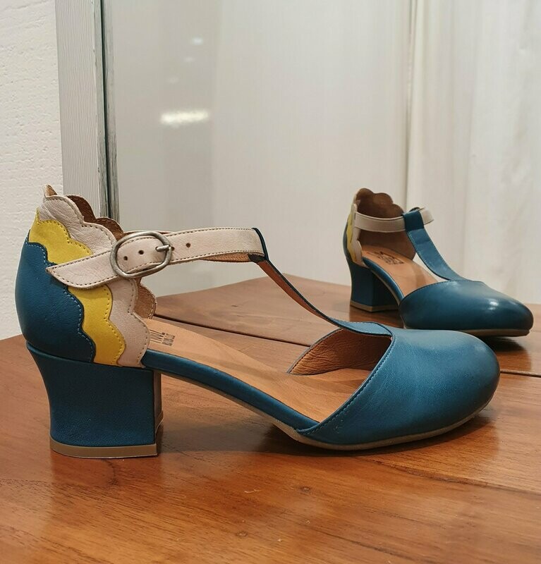 MizMooz Pump Petrol-Gelb-Creme MizMooz Pump Petrol-Gelb-Creme