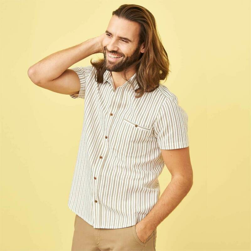 LivingCrafts Hemd kurzarm weiß/braun gestreift LivingCrafts Hemd kurzarm weiß/braun gestreift