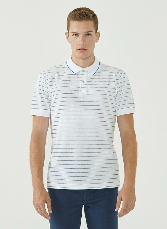 Organication Poloshirt weiß/blau gestreift Organication Poloshirt weiß/blau gestreift