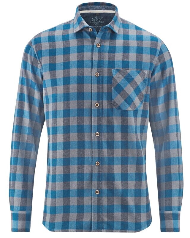 HempAge Hemd langarm blau/karriert HempAge Hemd langarm blau/karriert