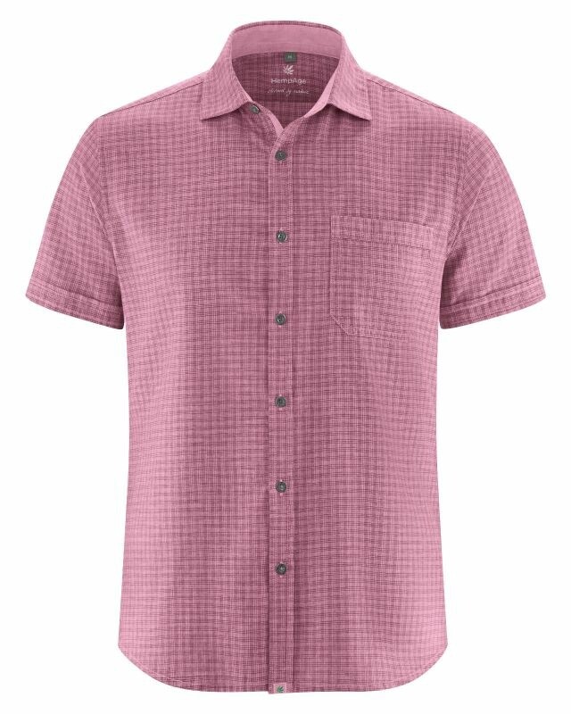 HempAge Hemd kurzarm rosa/grau karriert HempAge Hemd kurzarm rosa/grau karriert