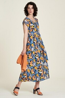 Tranquillo Kleid Blusenkleid blau/orange gemustert 