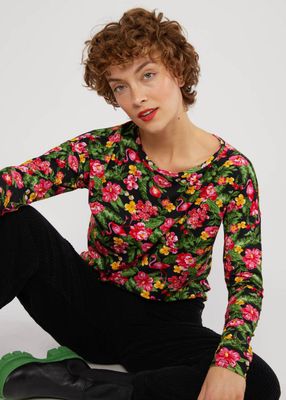 Blutsgeschwister Shirt langarm Blutsgeschwister Shirt langarm "Carry me home" schwarz/pink geblümt