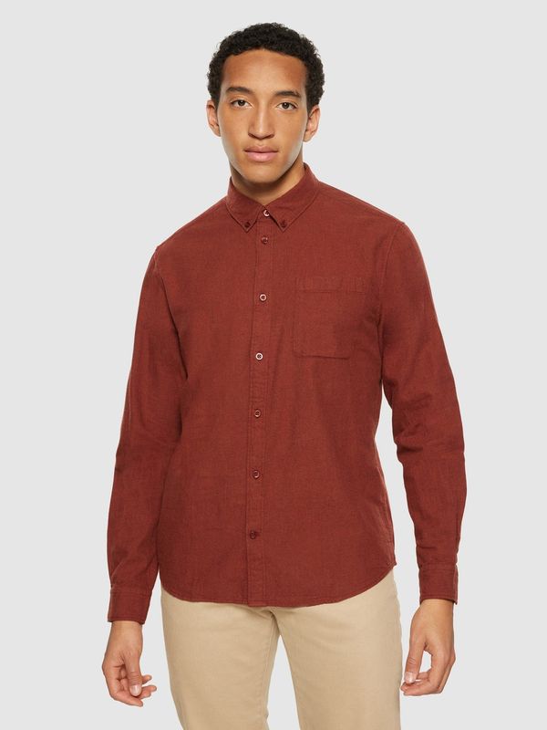 Knowledge Cotton Hemd langarm ziegelrot Knowledge Cotton Hemd langarm ziegelrot