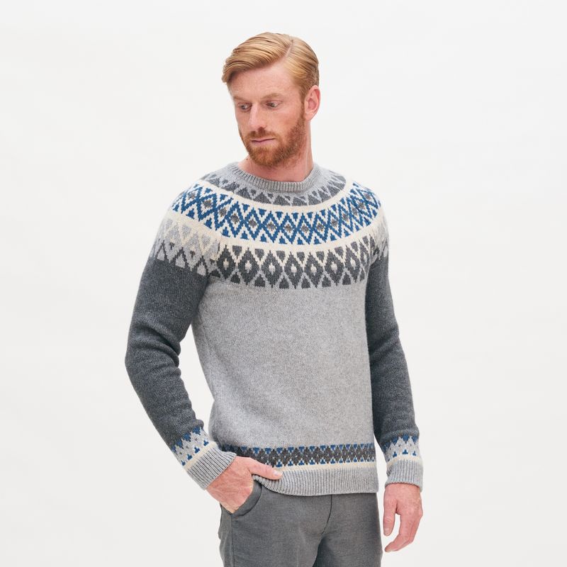 LivingCrafts Pullover aus Wolle grau/gemustert LivingCrafts Pullover aus Wolle grau/gemustert