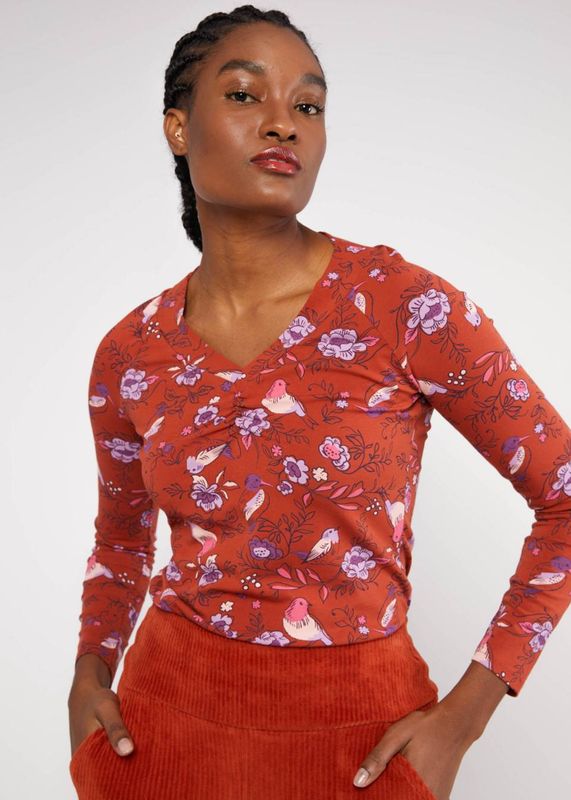 Blutsgeschwister Shirt "Savoir Vivre Sage" braun/lila gemustert 