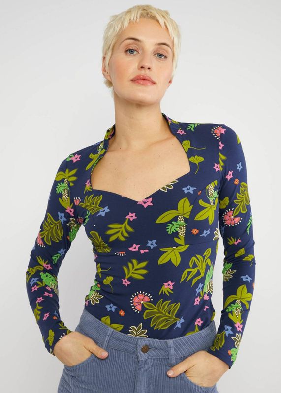 Blutsgeschwister Shirt Blutsgeschwister Shirt "Savoir Vivre Sage" blau/gemustert