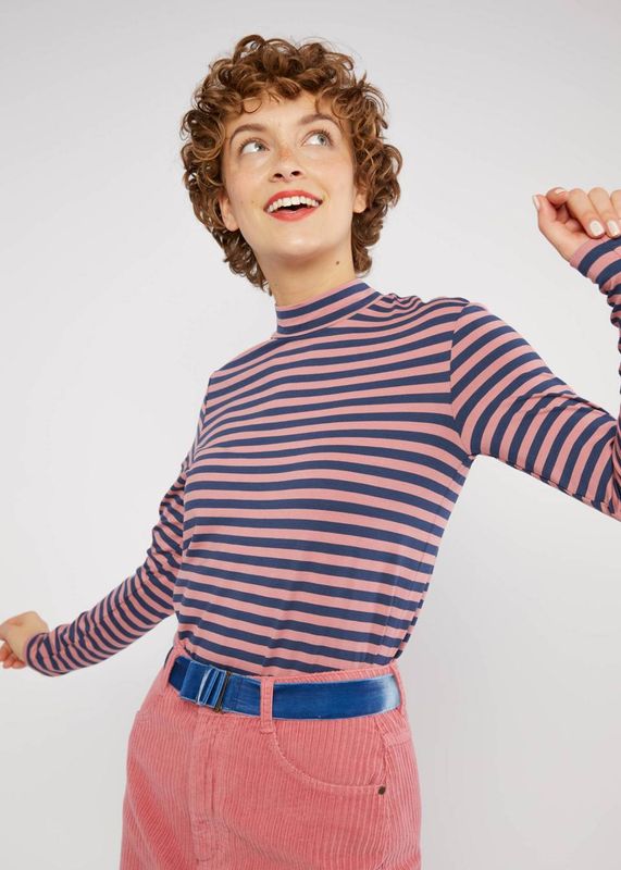 Blutsgeschwister Shirt "Lonely Lips Turtle" rosa/blau gestreift