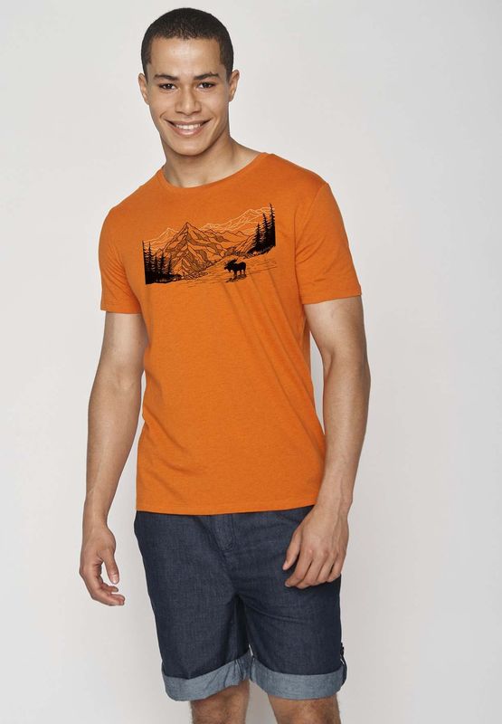 Greenbomb T-Shirt mit Bergen und Elch orange Greenbomb T-Shirt mit Bergen und Elch orange