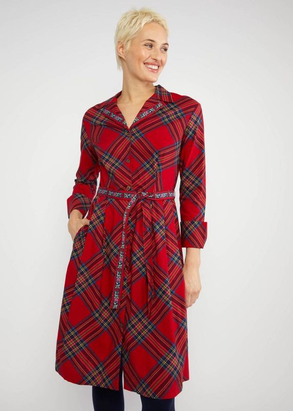 Blutsgeschwister Kleid "Zauberknopf und Kragen" rot/gemustert 