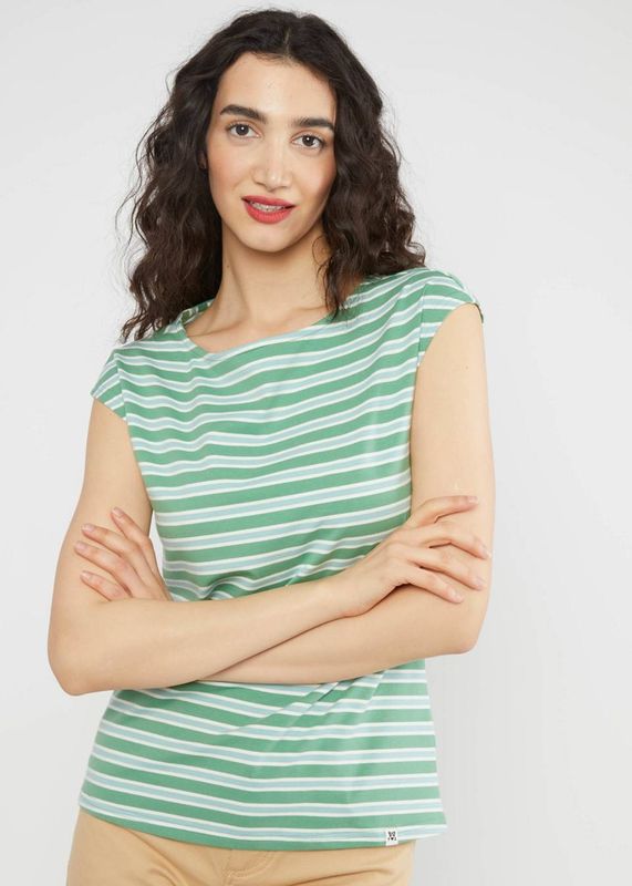 Blutsgeschwister Shirt Blutsgeschwister Shirt "Boxy Babe" grün/gestreift