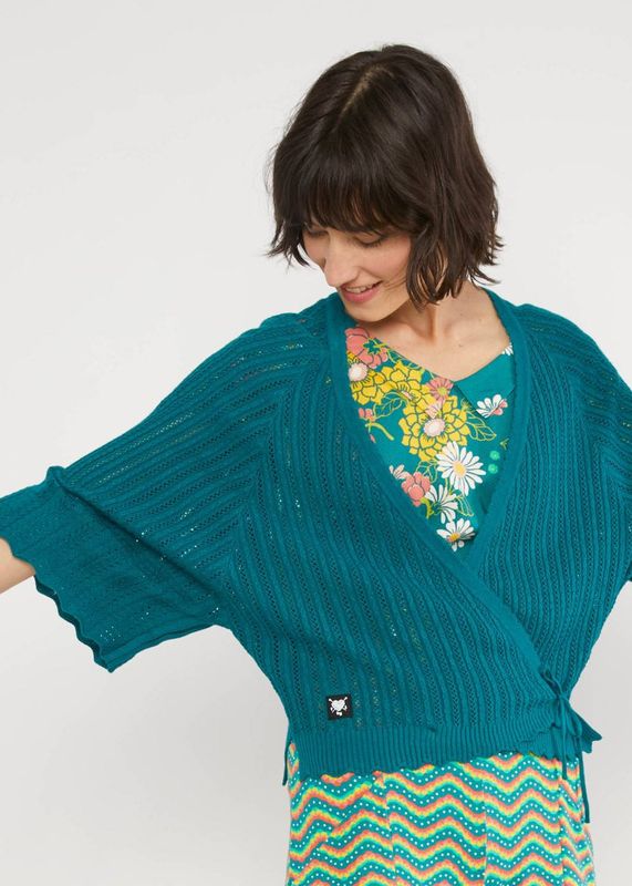 Blutsgeschwister Strickjacke Blutsgeschwister Strickjacke "Fary Wrap" petrol