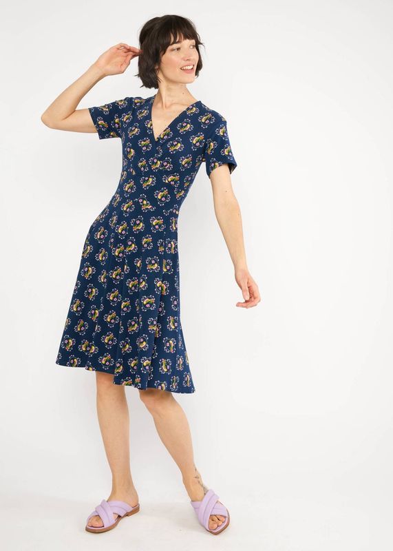 Blutsgeschwister Kleid "Shalala Tralala Spring" blau/Wellensittich 