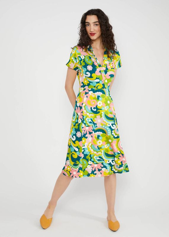 Blutsgeschwister Kleid "Hedoiste d'Ètè" grün/bunt gemustert 