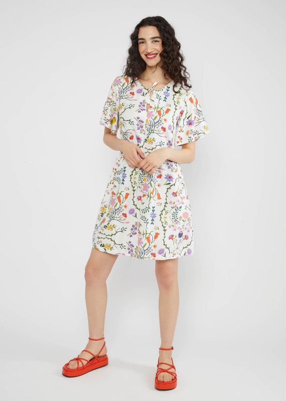 Blutsgeschwister Kleid Blutsgeschwister Kleid "Kaftan Wings" weiß/geblümt