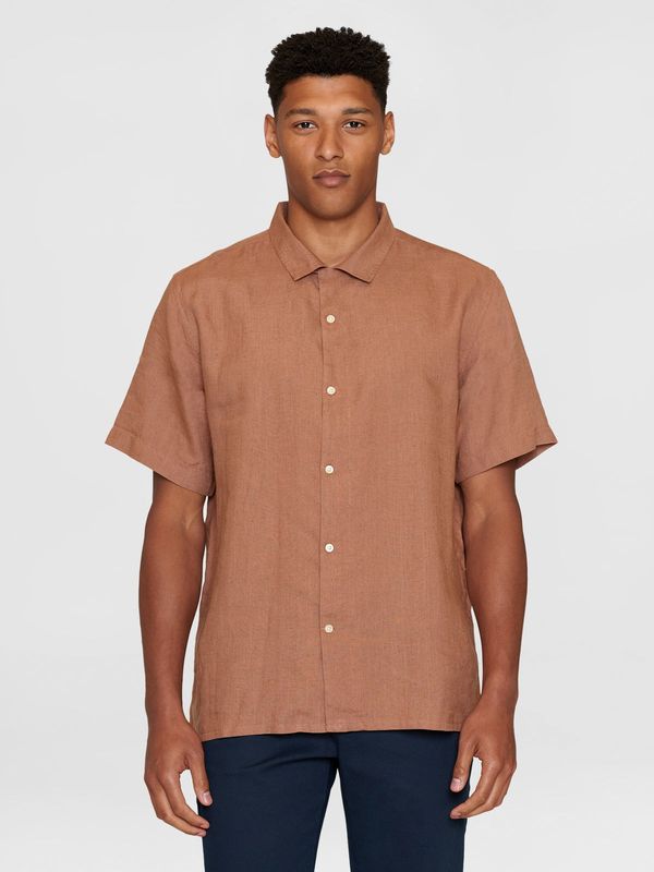 Knowledge Cotton Hemd aus Leinen kurzarm terra Knowledge Cotton Hemd aus Leinen kurzarm terra