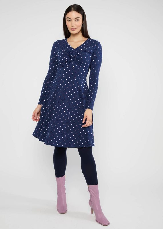 Blutsgeschwister Kleid "Hot Knot" blau/rosa gepunktet 