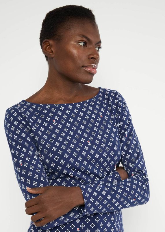 Blutsgeschwister Shirt "Oh Marine" blau/weiß gemustert 