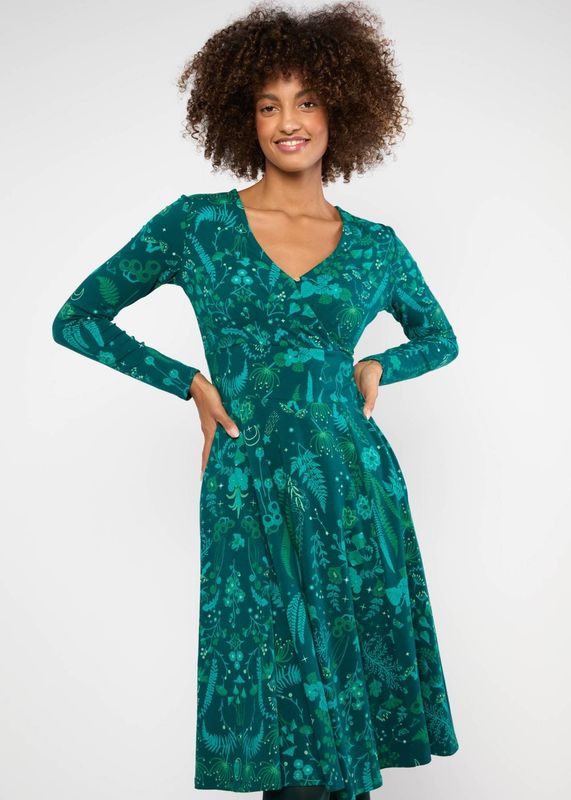 Blutsgeschwister Kleid "Shalala Tralala" grün/petrol gemustert 