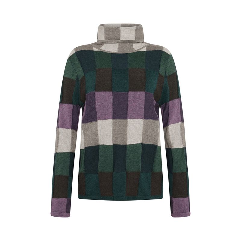 Mansted Pullover mit Rollkragen Mansted Pullover mit Rollkragen "Lindi" grün/lila karriert