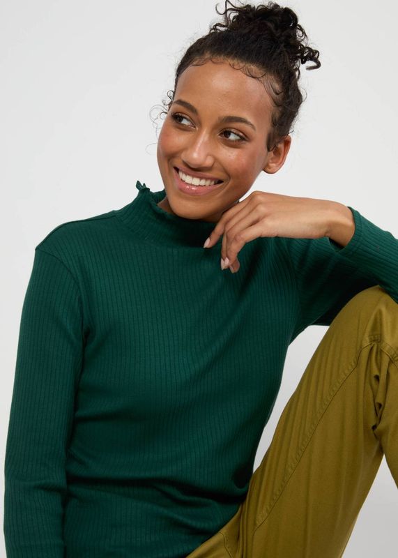 Blutsgeschwister Shirt mit Stehkragen Blutsgeschwister Shirt mit Stehkragen "Female Power" grün