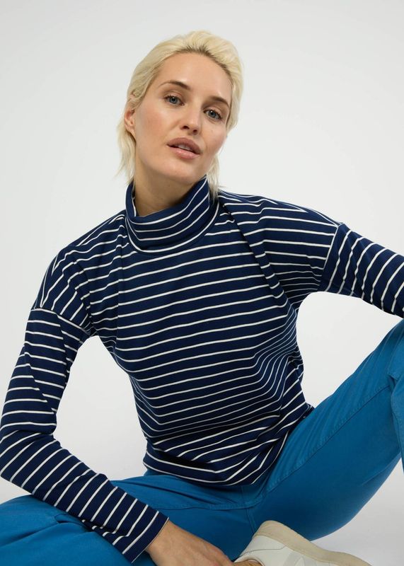 Blutsgeschwister Shirt Blutsgeschwister Shirt "Stereo Rainbow Turtle" blau/weiß gestreift