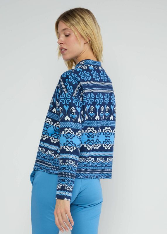 Blutsgeschwister Pullover Blutsgeschwister Pullover "Warm up Turtle" blau/gemustert