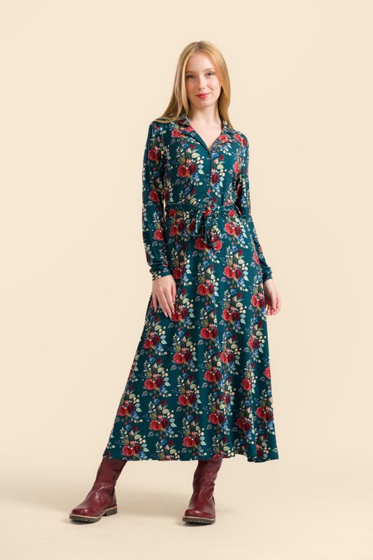 Lalamour Kleid Lalamour Kleid "Helena" petrol/Rosen