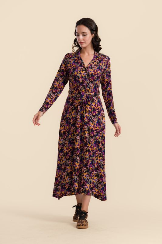 Lalamour Kleid Lalamour Kleid "Helena" schwarz/orange gemustert