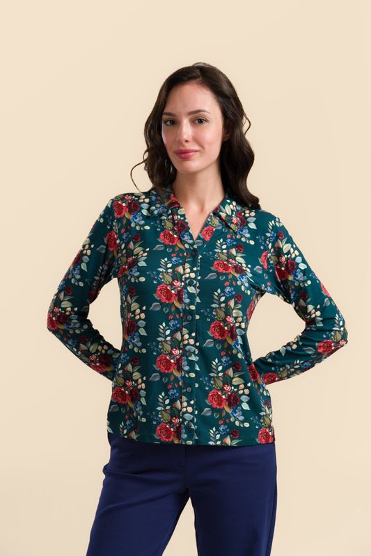 Lalamour Bluse Lalamour Bluse "Anna" petrol/Rose