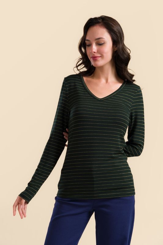 Lalamour Shirt Lalamour Shirt "Lynn" grün/ gestreift glitzer