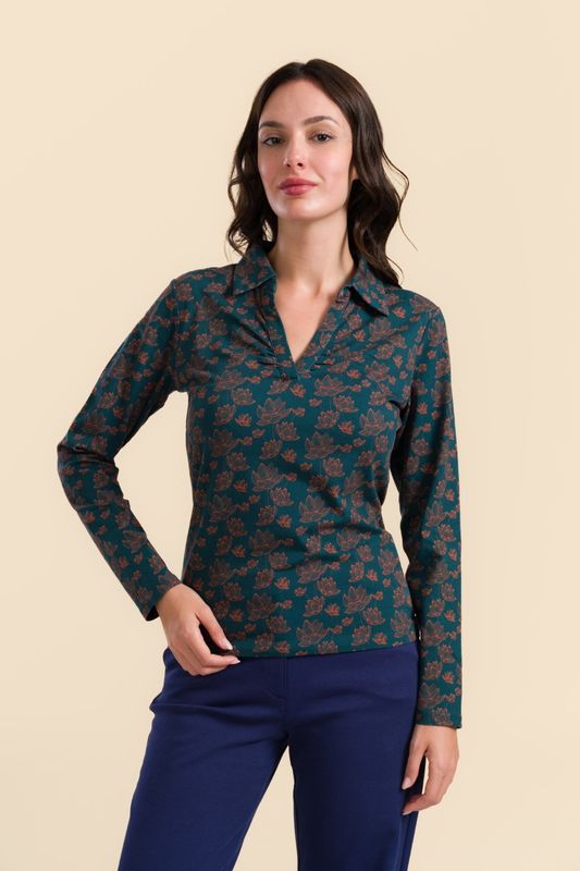 Lalamour Bluse Lalamour Bluse "Suzy" petrol/orange geblümt