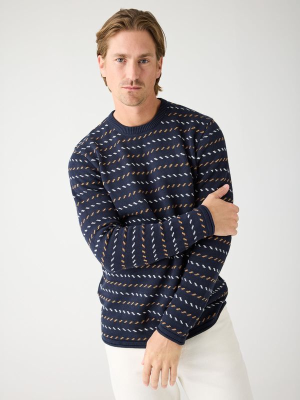 Knowledge Cotton Pullover aus Strick blau/gemustert Knowledge Cotton Pullover aus Strick blau/gemustert