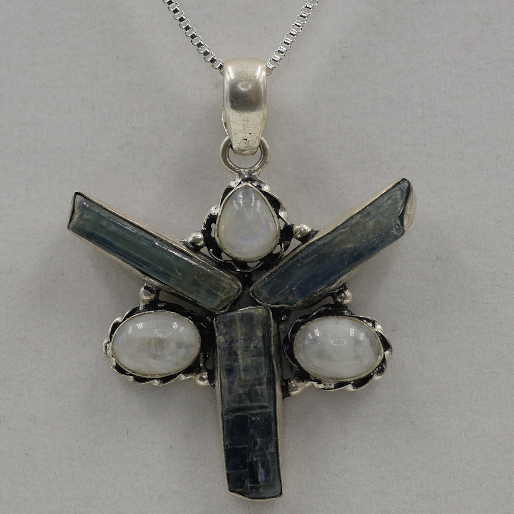 Kyanite with Moon Stone Star Pendant Kyanite with Moon Stone Star Pendant